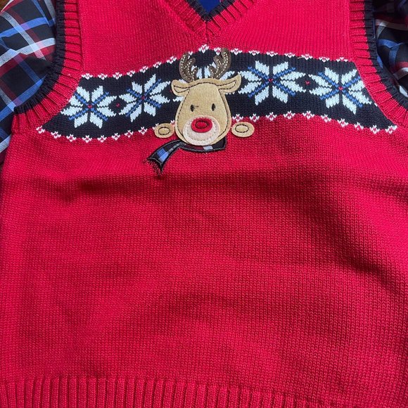 NWT 4t 4 IZOD 3p dress suit pants Reindeer sweater vest oxford brothers outfit - Picture 5 of 10